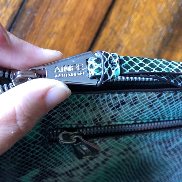 Aimee Kestenberg Green Snake Print Leather Clutch - Picture 7 of 12